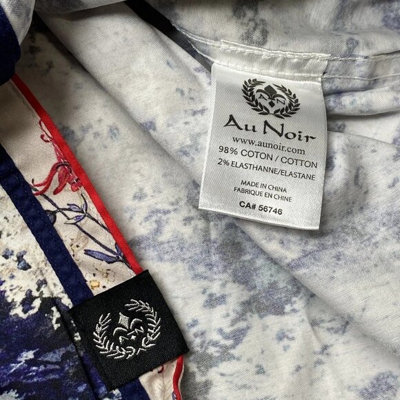 Au Noir Men’s Magnani Woven Stretch Button-Down Shirt – Indigo Abstract - Picture 10 of 10